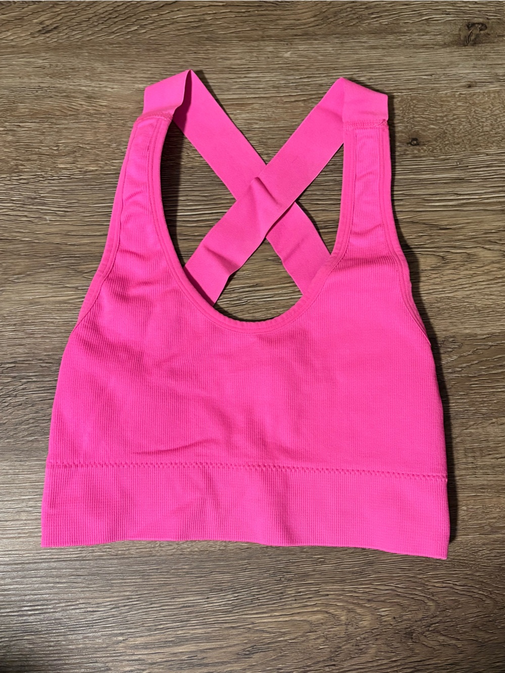 SHEIN Hot Pink Crisscross Back Ribbed Tank Top
